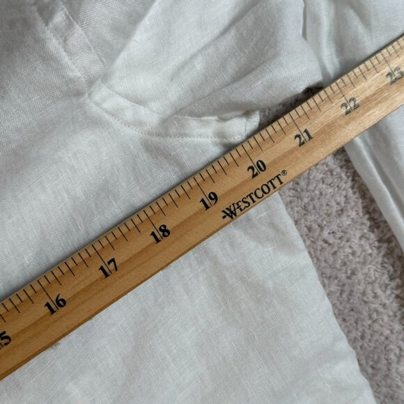 Naracamicie Mens Slim Fit Italian Linen Button Shirt White Office Sz L US Medium - Picture 8 of 10